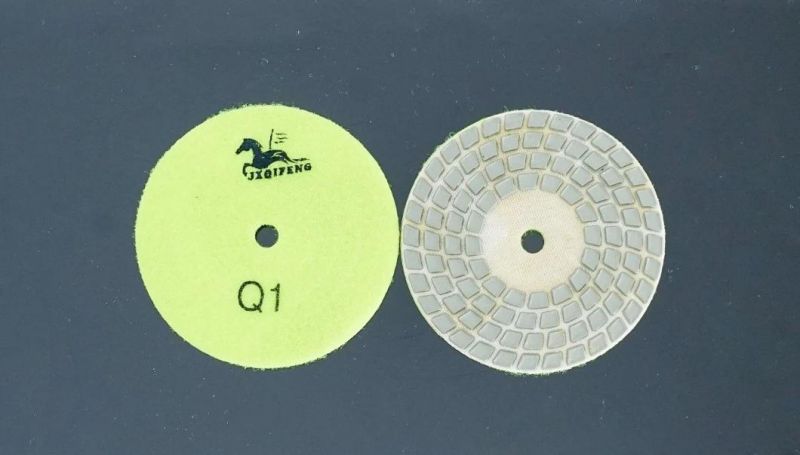 Qifeng 100mm/3′ ′ 4 Steps Abrasive Tools Dry Power Tool Polishing Pads for Granite/ Marble