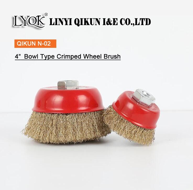 N-02 Bowl Type Crimped Brass Plated Wheel Brush