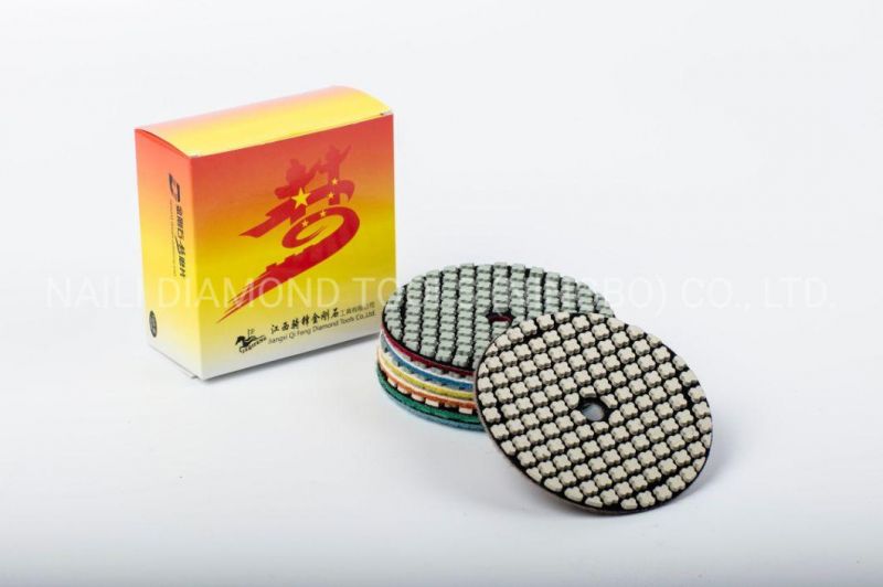 4 Inch Seven Steps Resin-Bond Dry Polishing Pads for Nature Stones