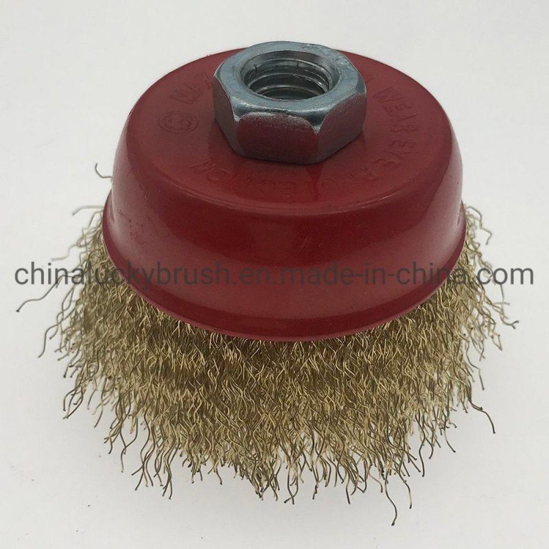 3" Crimped Stainless Steel Cup Brush for Grinding Steel Wire Brush Industrial Brush for Machine (YY-312)