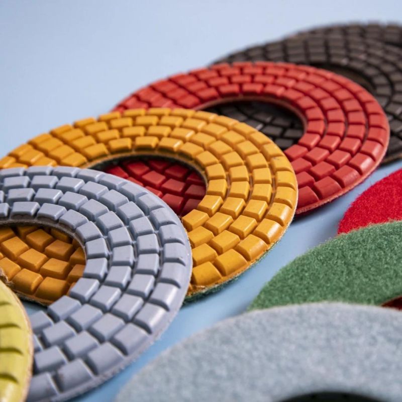 Qifeng Marble&Granite Flexible Diamond Resin Bond 125mm 7 Steps Big Hole Wet Flexible Polishing Pad