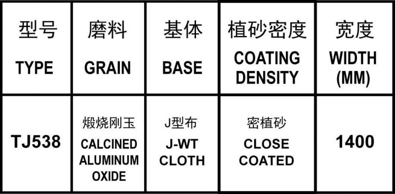 Tj538 Star Product J-Wt Cloth Calcined Aluminum Oxide Abrasive Cloth