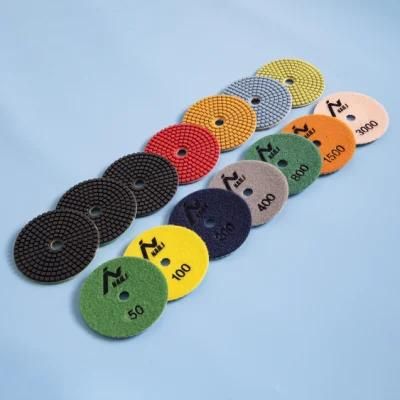 Qifeng Manufacturer Power Tool Factory Direct Sale 4&quot; Flexible Abrasive Tool Diamond Wet Resin Binder Stone Marble Polishing Pads