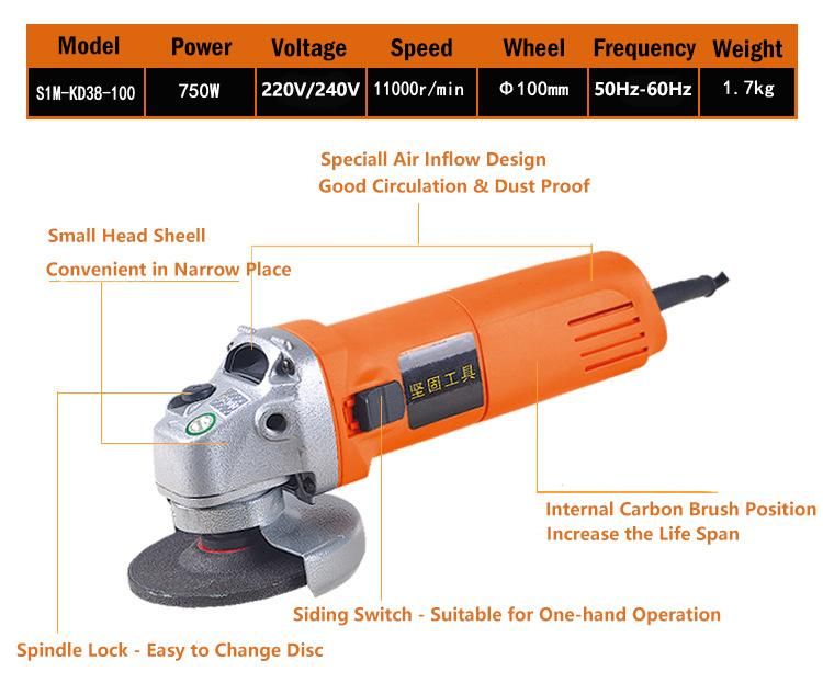 Kynko Best Sale 100/115mm 750W 11000rpm Kynko Factory Electric Angle Grinder (6381)