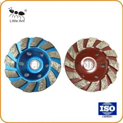 Red and Blue Metal Bond Diamond Cup Wheel for Concrete, Floor, Street, Natural Stone