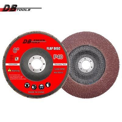 6&quot; 150mm Grinding Wheel Flap Disc Hole 22mm Alumina Type 27/29 for Metal Grinding Grit 40