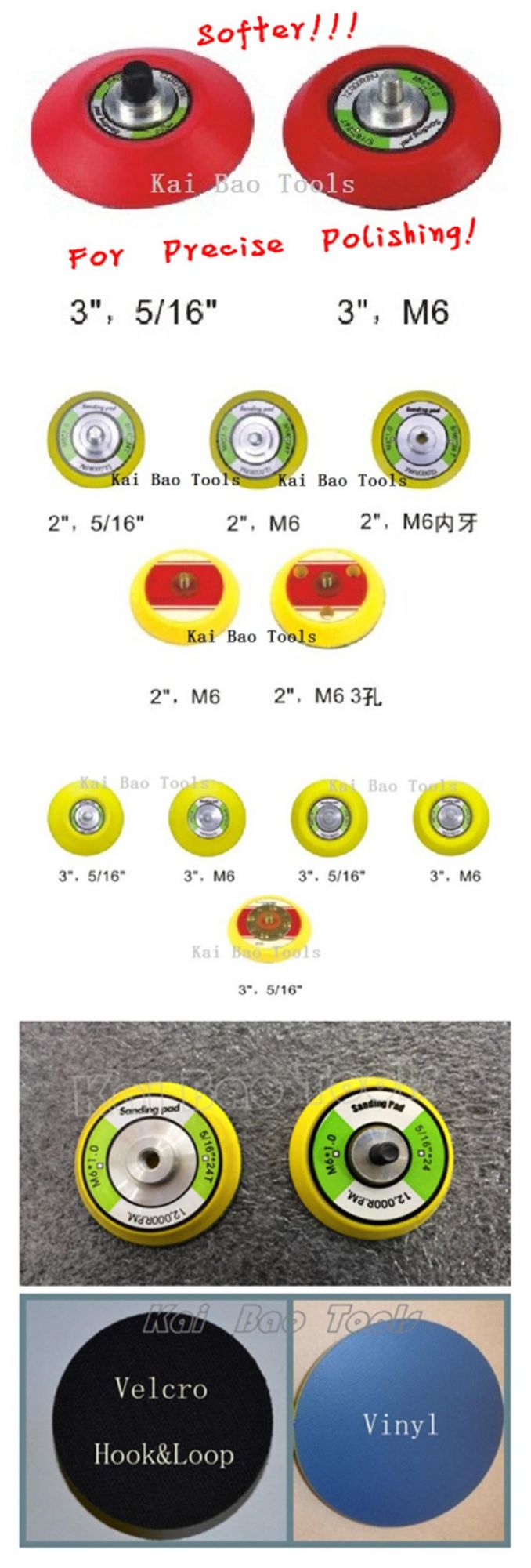 2inch 3inch Sanding Backing Pad M6 M8 Backup Plate