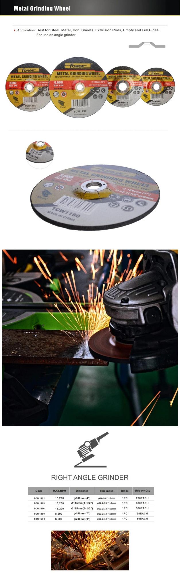 230*6*22.2mm Depressed Center Metal Abrasive Disc Grinding Wheel