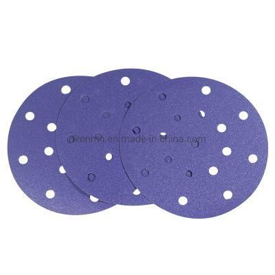 Wholesale 6&quot; Self Adhesive Abrasive Paper Purple Ceramic Sandpaper Abrasive Sanding Disc 150mm for Dry Wall