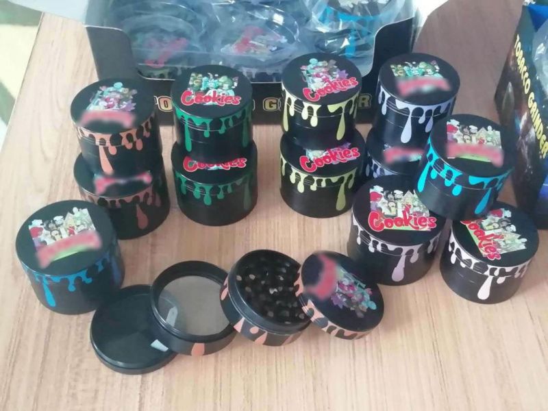 40mm 50mm 56mm 63mm Cookies Backwoods Zinc Alloy 4 Layers Smoking Cigarette Herb Tobacco Grinders