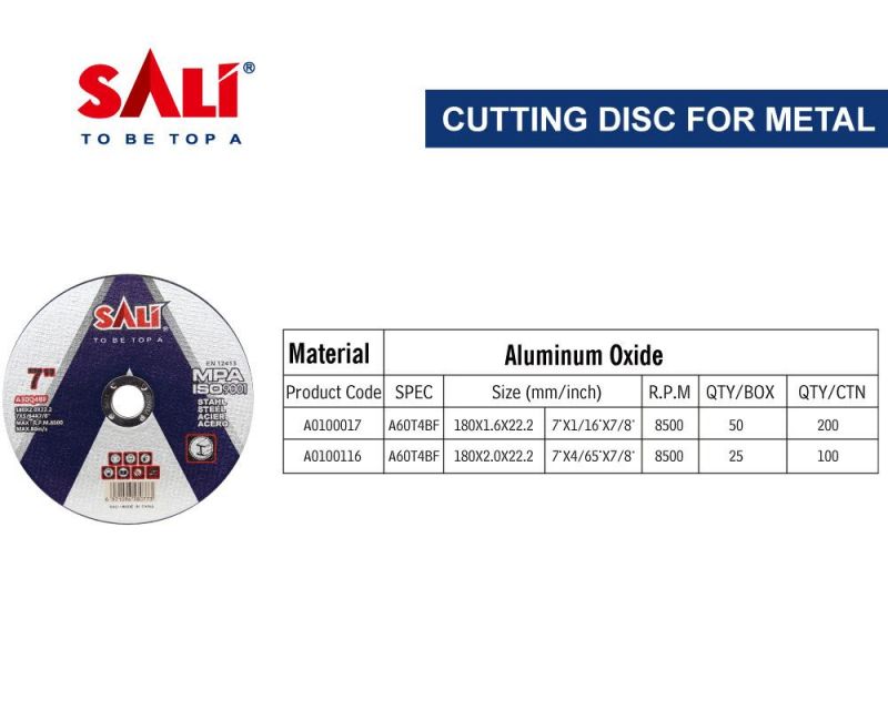 Sali 7inch 180*1.6*22mm Professonal Quality Metal Cutting Disc