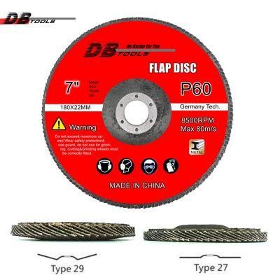 7&quot; 180mm Flap Disc Sanding Disc Heated a/O for Stainless Steel Metal Derusting Grit 60 Type 27/29