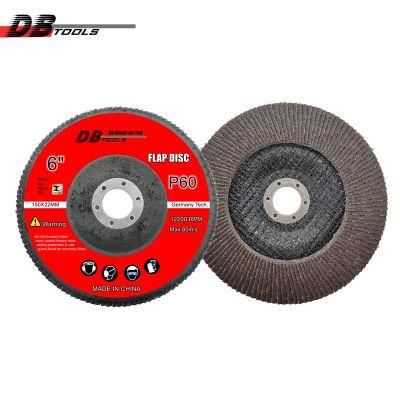 6 Inch 150mm Flap Disc Abrasive Sanding Pad Wheel Calcine a/O Grit 60 for Stainless Steel Iron 22mm Hole High Density
