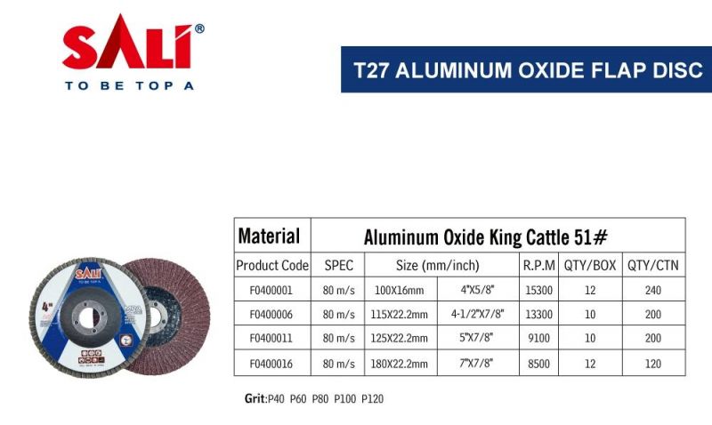 Sali High Speed Quality Aluminum Oxide Coated Abrasive Flap Disc