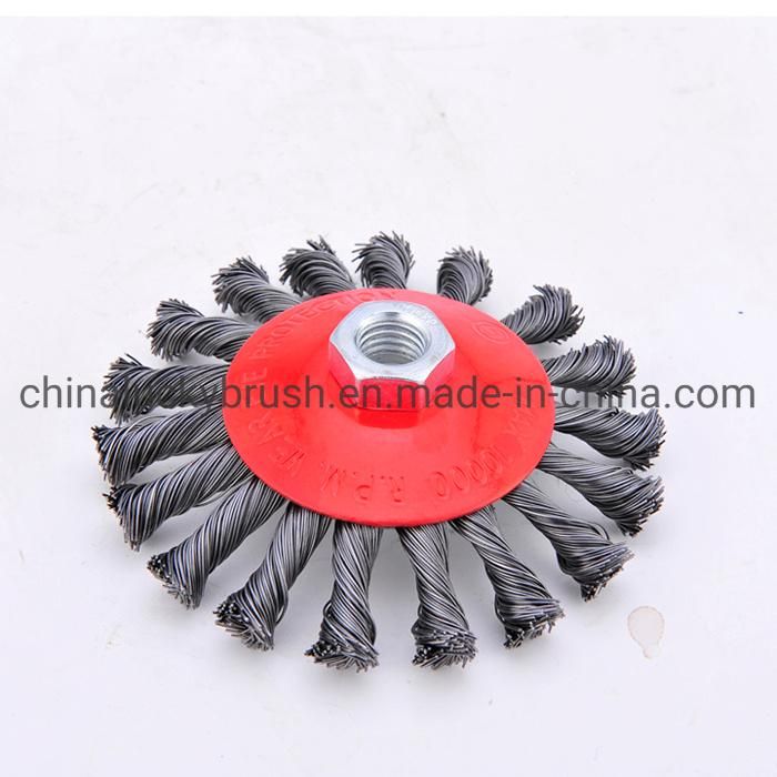 4.5inch Twist Wire Bevel Brush with M10X1.5 Nuts (YY-644)