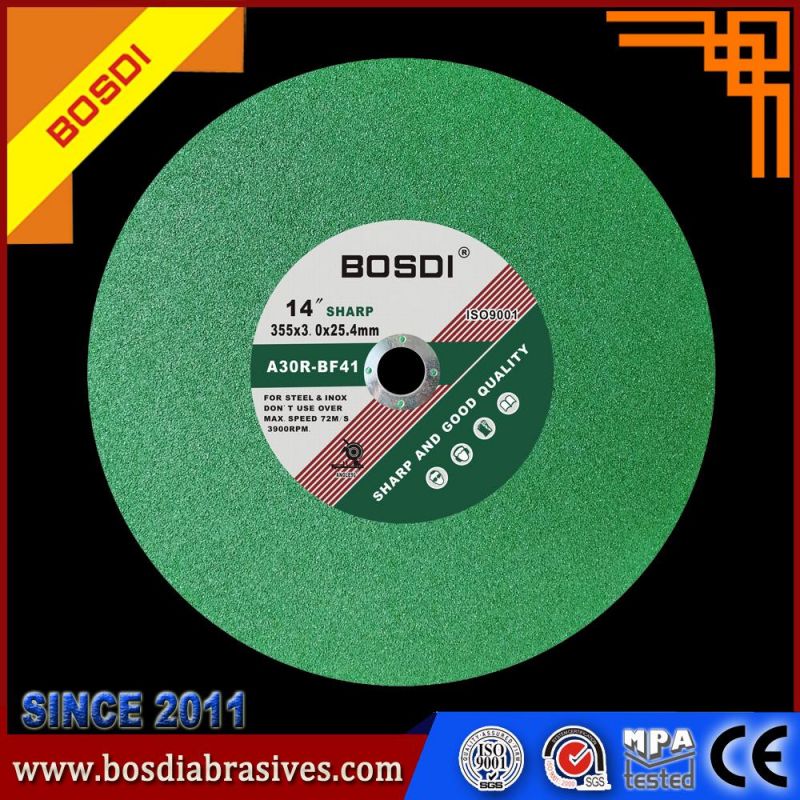 14" Chopsaw Cutting Wheel/Cutting Disc for Cut Metal, Stainless Steel and Iron, High Quality Bosdi Brand Sale Popular in Europe and America.