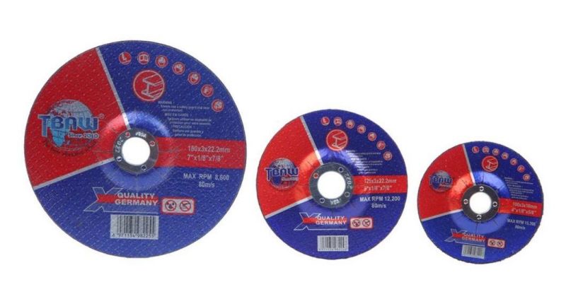 High Speed Low Rate 180X6X22 mm Resin Bond Cast Iron Cutting Disc Cutting Wheels Depressed Centre Abrasive Grinding Wheels for Metal Abrasive Tools