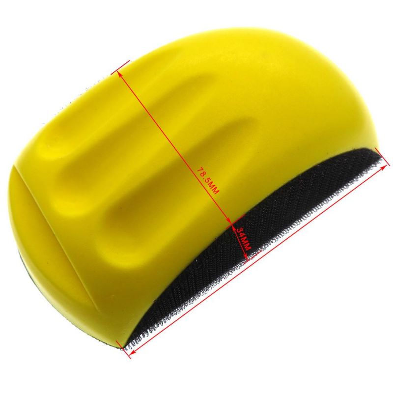 6" 150mm Mouse Shape Yellow PU Foam Hand Pad Hand Sanding Block for Hook and Loop Disc
