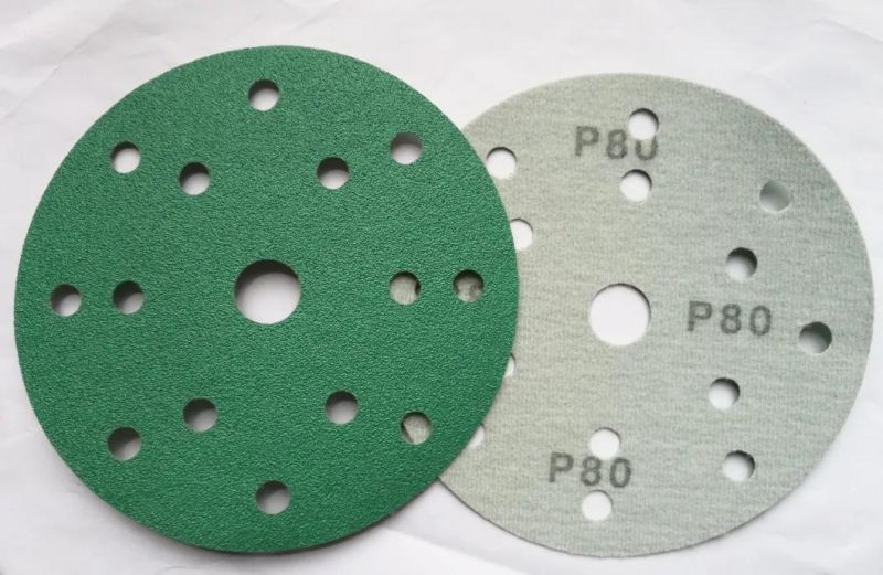 6" 150mm Multi-Holes Green Film Velcro Sanding Disc-Abrasive Film Sandpaper Disc