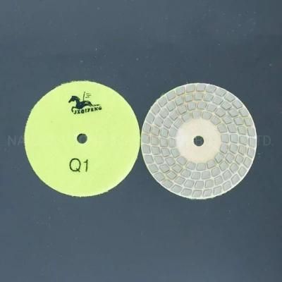 Qifeng 3 Inch 4 Steps Diamond Tools Polishing Pads for Nature Stones