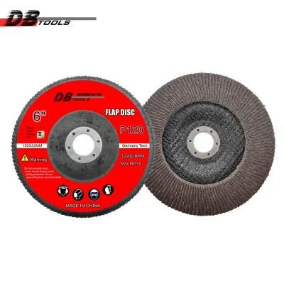 6&quot; 150mm Emery Wheel Flap Disc Sanding Grinding Disc Hole 22mm Heated Alumina for Metal Derusting Welding Line Stainless Steel Ss Grit 120