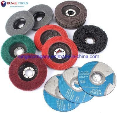 4.5&quot; Inch Polishing Tools Set Zirconia Flap Sanding Disc Nylon Pad Grinding Wheel Cutting Disc for Metal Stainless Steel Metal Power Tools