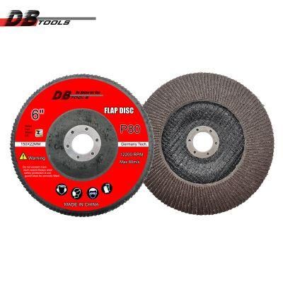 6&quot; 150mm 7/8&quot; Arbor Flap Disc Abrasive Tool Emery Wheel Grinding Disc Pad Calcine Aluminum Oxide for Metal Derusting P80 T27 T29