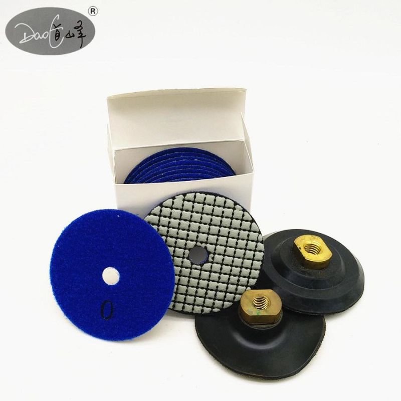 Daofeng 5inch 125mm Quartz Dry Polishing Pads for Marble (plum)