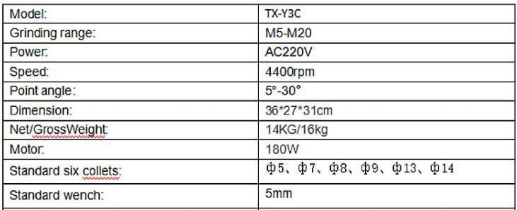 Txzz Tx-Y3c 5-20mm Universal Electric Professional High Precision Screw Tap Grinder with CE