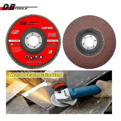 4.5 Inch 115mm Sanding Wheel Flap Wheel Disc 22mm Hole Aluminum Oxide P60 for Metal Derusting