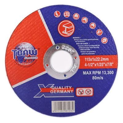 Top Selling Tbaw Disco De Corte 115X1.2X22.2mm Bonded Abrasive Cutting Disc for Stainless Steel and Metal Cutting Wheel