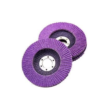 4&quot; 80# High Stock Removal Imported Purple Ceramic Flap Disc as Abrasive Tooling for Angle Grinder
