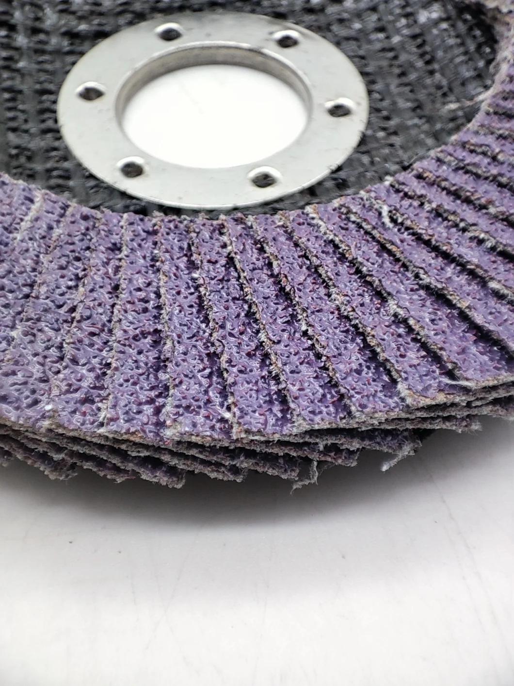 5" 60# Imported Purple Ceramic Flap Disc with Excellent Self-Sharpening for Angle Grinder