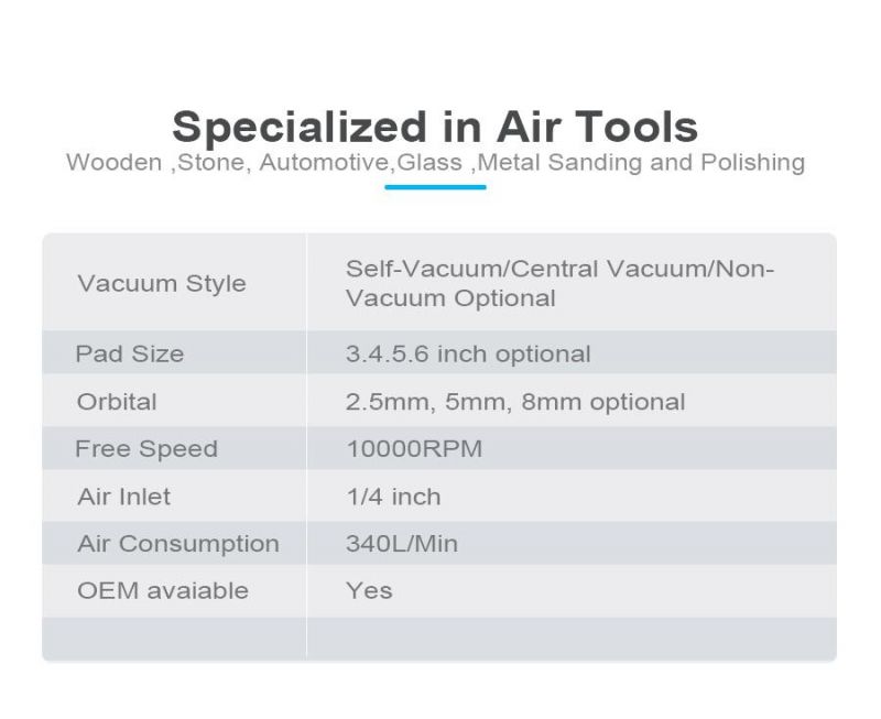 150mm Air Pneumatic Orbital Sander 6inch Central Vacuum