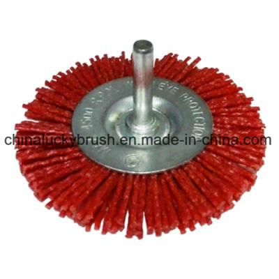 Red Colour Nylon Abrasive Shaft Wheel Brush (YY-047)