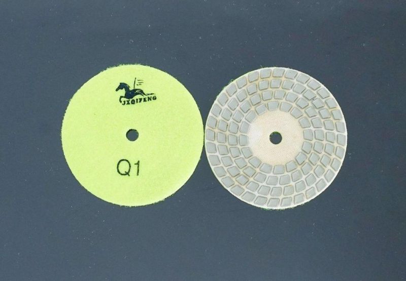 Qifeng Power Tool 4 Inch Diamond Four-Step Dry Grinding and Polishing Pads for Marble/ Granite