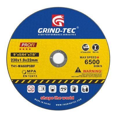 Durable Long Life Abrasive Wheel 9&quot; 230X1.9X22mm Superthin Cutting Disc for Metal and Stainless