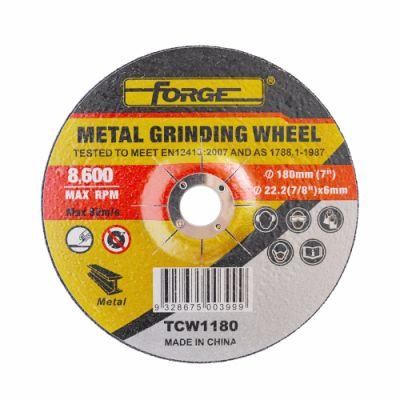 180*6*22.2mm Depressed Center Metal Abrasive Disc Grinding Wheel