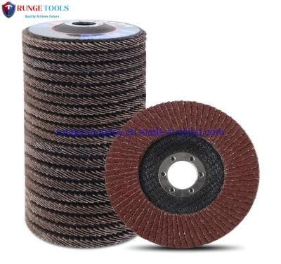 60 Grit Flap Disc 4.5 Inch (115mm) with 7/8&quot; Hole Fine Processing Grinding Wheels Aluminum Oxide Abrasive Type 27 for Stainless Steel Power Tools