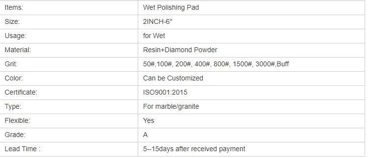 Resin Wet Flexible Abrasive Diamond 4 Inch Polishing Pads for Stone Granite Marble Grinding