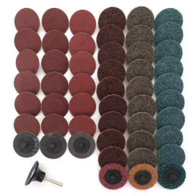 52PCS Sanding Discs Set 2 Inches Quick Change Disc Surface Conditioning Discs with 1/4 Inch Shank Holder for Surface Prep