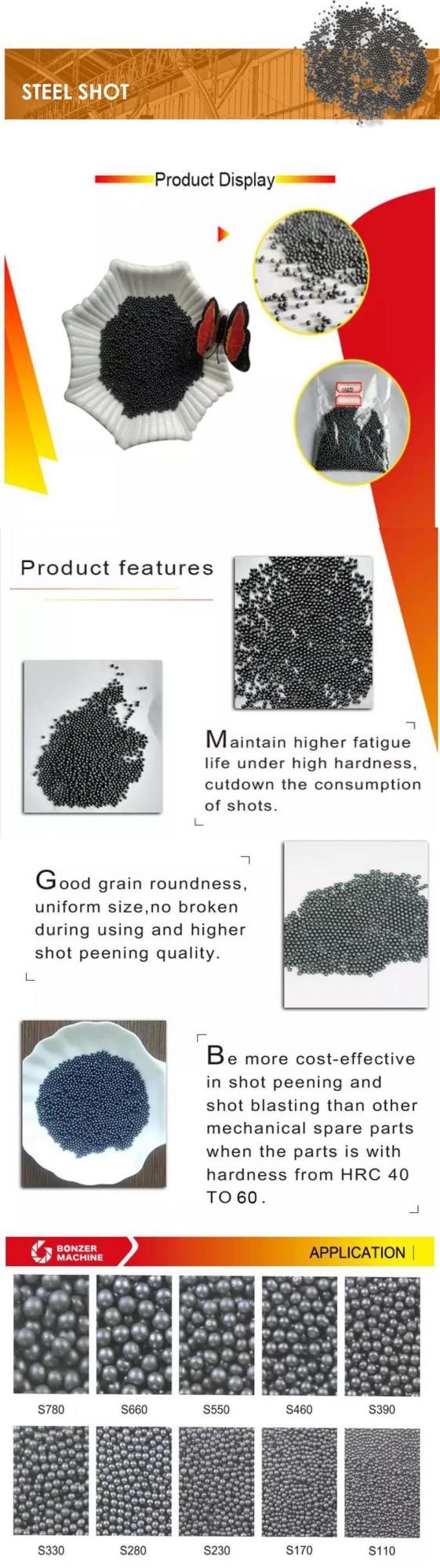 Metal Abrasive Cast Steel Shot S330 for Foundry Sandblaster with High Quality