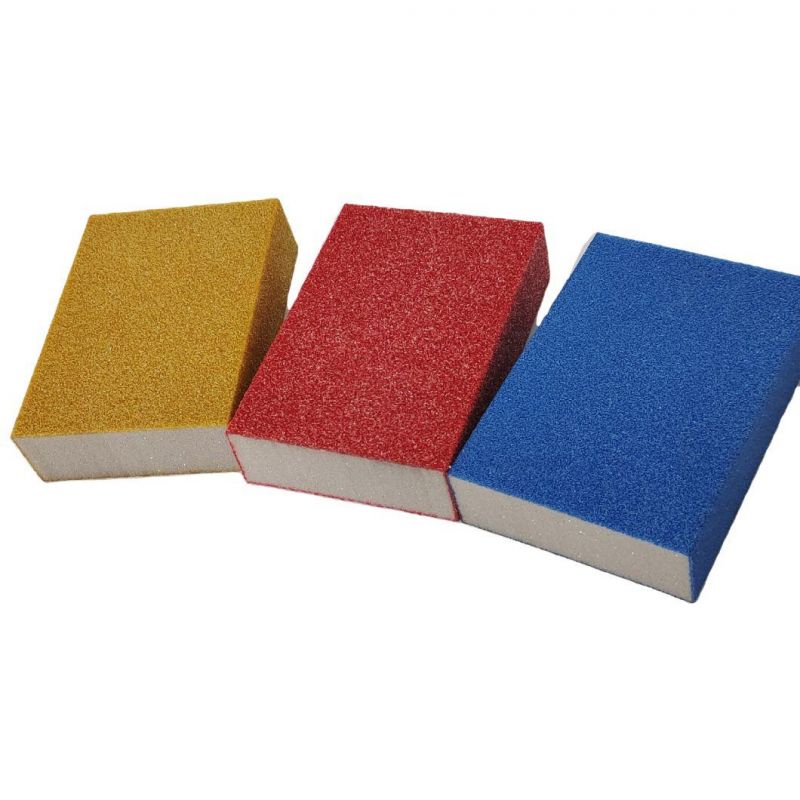 Colorful Abrasive Sanding Sponge Wet & Dry Sand Paper Metal Polishing Aluminium Oxide Sponge Sanding Block for Woodworking