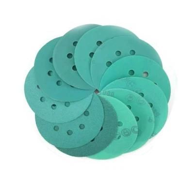 100mm/125mm/150mm/180mm/225mm Green Film Backingabrasive Sandpaper Velcro Disc