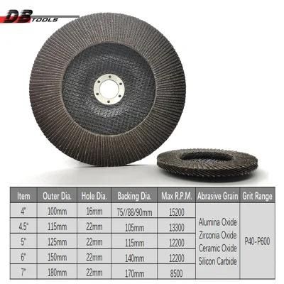 7&quot; 180mm Flap Disc 22mm 7/8&quot; Arbor Hole Grinding Wheel Emery Cloth Disc Sanding Wheel Calcine Alumina Oxide for Ss Metal Derusting Type27 Type29