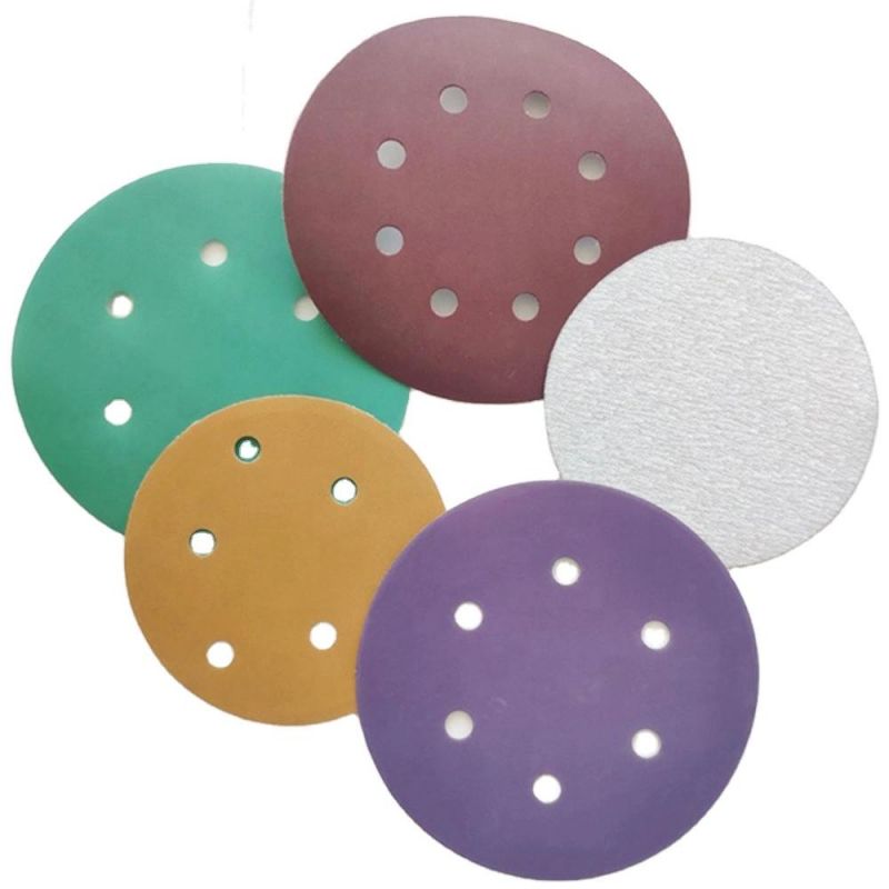 Free Sample 5 Inch 6 Hole Sanding Discs Hook and Loop Automotive Abrasive Sand Paper Disk