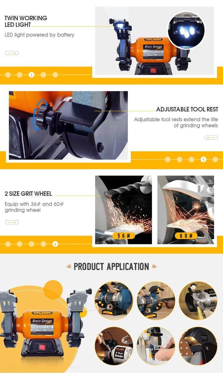 Professional 240V 250W 150mm Electrical Bench Grinder with LED Light From Allwin