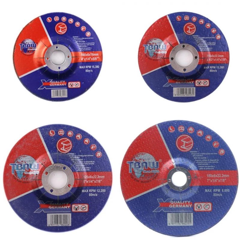 China Factory Type 27 105mm 115mm 125mm Thickness 3mm 6mm Metal Abrasive Grinding Wheel