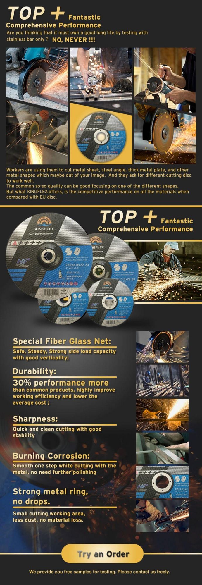 Reinforced Cutting Disc, 125X3X22.23mm, 80m/S, for General Metal and Steel Cutting