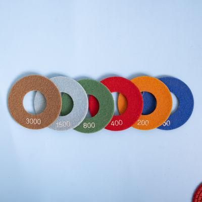Qifeng Manufacturer Power Tools 125mm Diamond Marble Granite 7 Steps Resin Flexible Wet Big Hole Polishing Pads